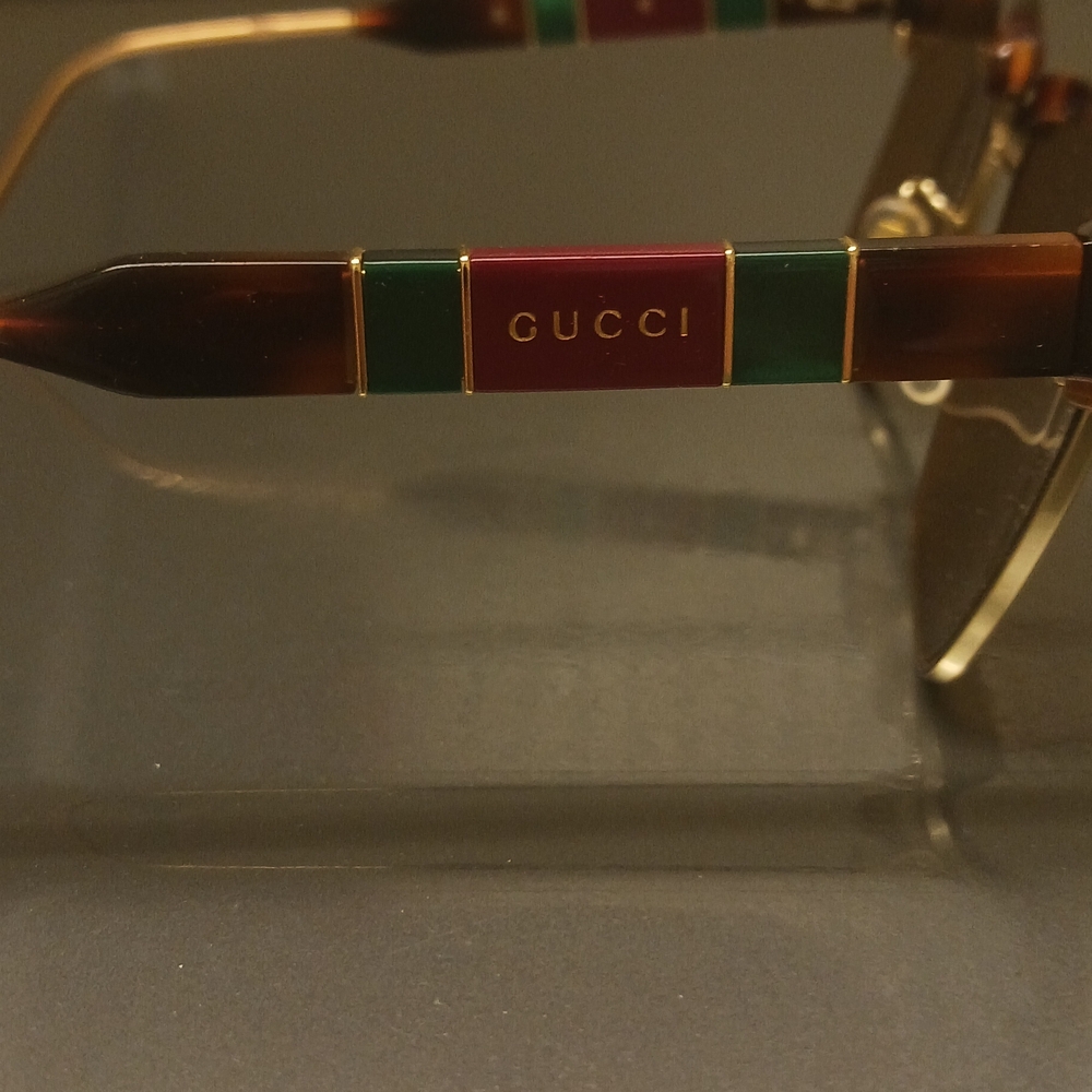 Gucci Tortoiseshell Glasses with Red and Green Stripes